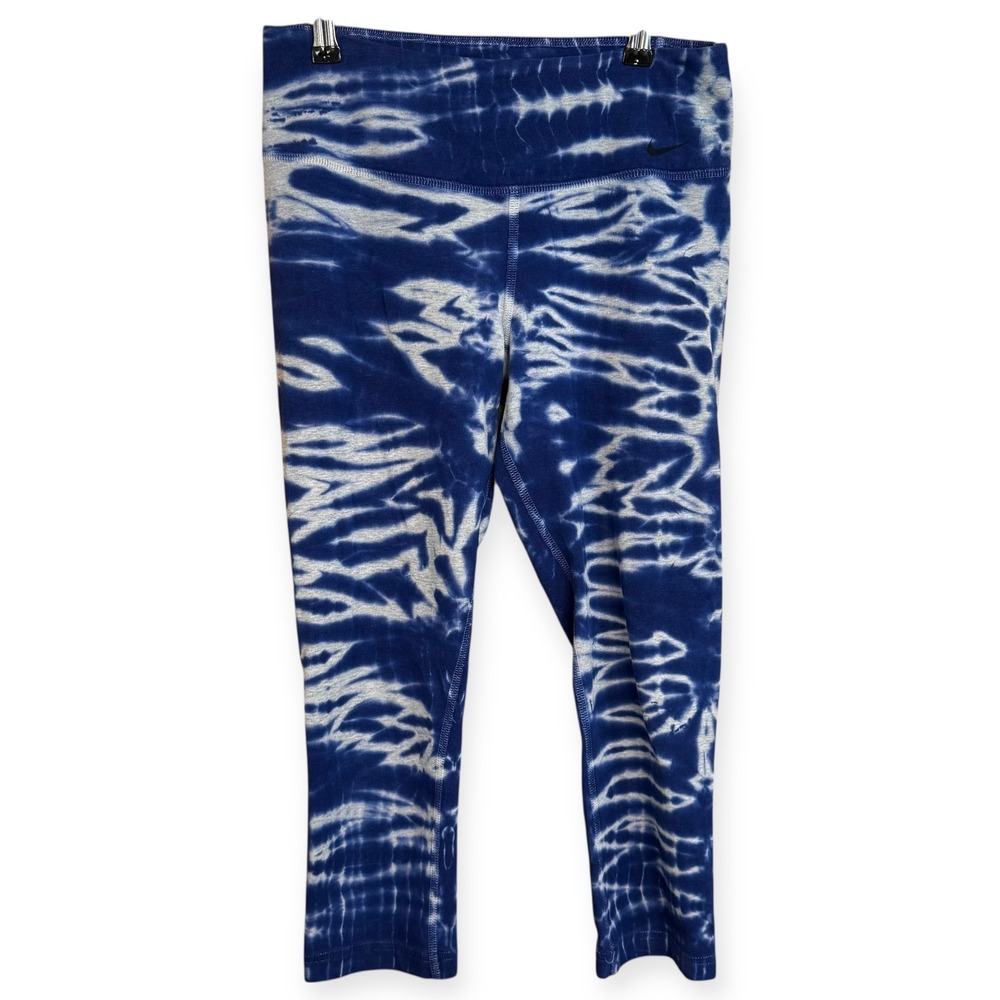 Nike Dri-FIT Tie Dye‎ Cropped Leggings Blue White Small S Activewear